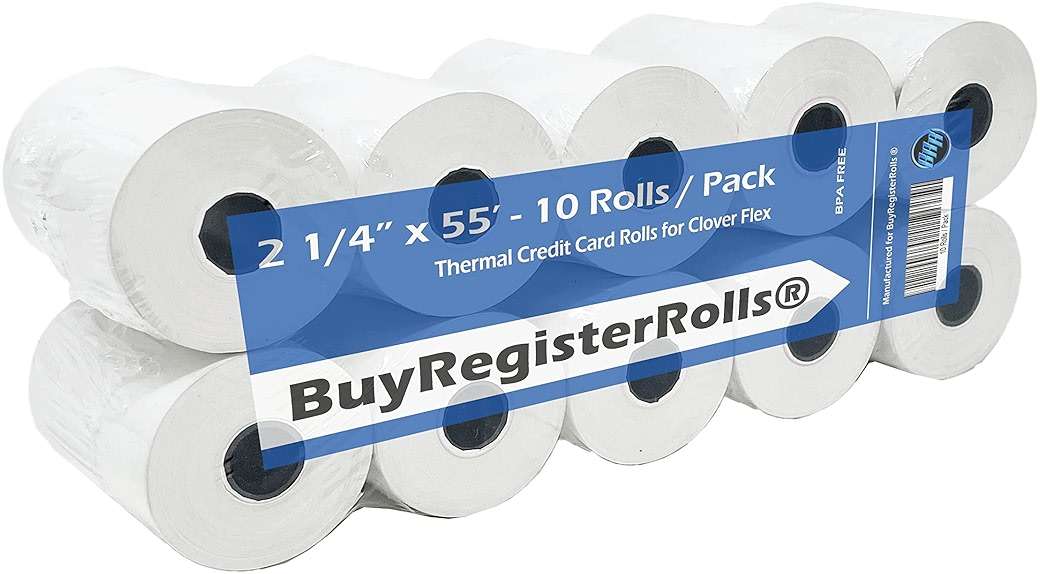 (50 Rolls) 2 1/4 x 55 Thermal Paper Rolls (57mm x 30mm) For New Square Terminal Credit Card Machine 50 GSM Paper Thickness For VeriFone VX520 Ingenico ICT220 ICT250 First Data FD400 BPA FREE - Image 2