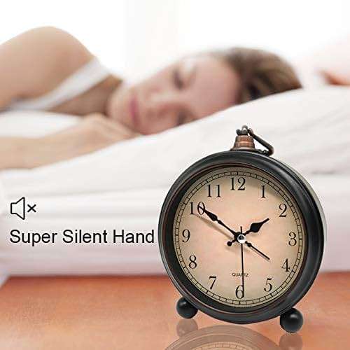 TooTa Vintage Retro Analog Alarm Clock, 4.5 inch Super Silent Non Ticking Small Clock with Night Light, Battery Operated, Simply Design, for Living Room, Bedroom, Bedside, Desk, Gift Clock (Arabic) - Image 4