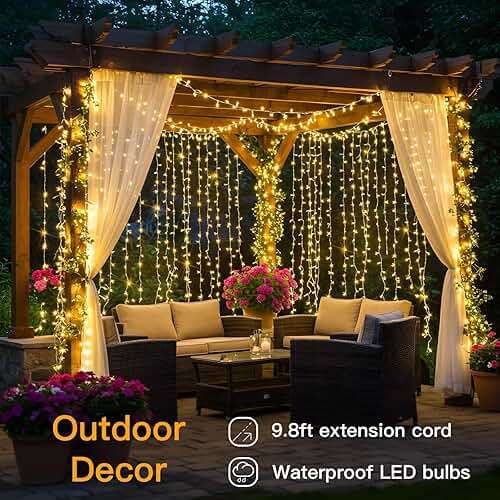 suddus Curtain Lights for Bedroom, 200 Led Hanging String Light Outdoor, Fairy Curtain Lights Indoor for Christmas, Dorm, Wall, Backdrop, Window, Wedding, Party, Birthday Decor, Warm White - Image 8