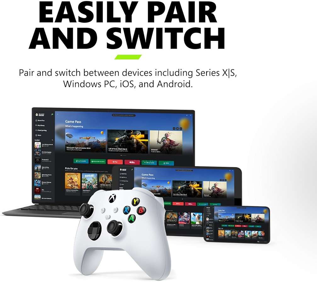 Xbox Core Wireless Gaming Controller – Robot White– X|S, One, Windows PC, Android, and iOS - Image 7