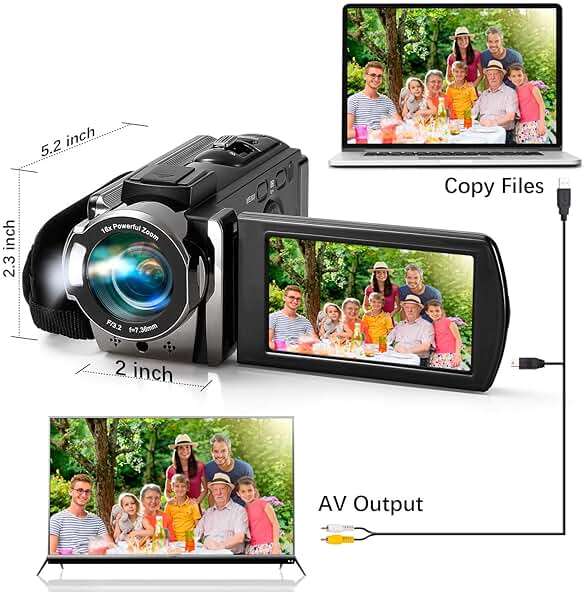 kimire Video Camera Camcorder Digital Camera Recorder Full HD 1080P 15FPS 24MP 3.0 Inch 270 Degree Rotation LCD 16X Digital Zoom Camcorder Camera with 2 Batteries(Black) - Image 4