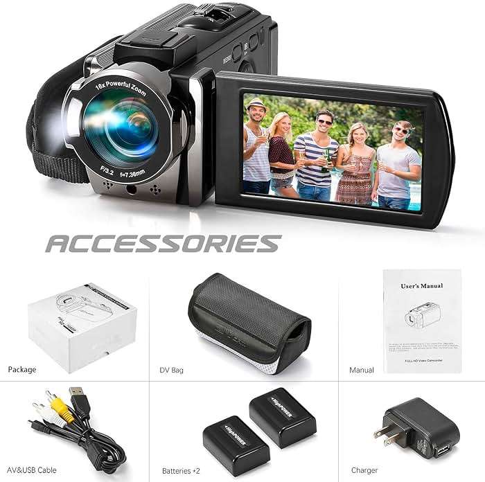 kimire Video Camera Camcorder Digital Camera Recorder Full HD 1080P 15FPS 24MP 3.0 Inch 270 Degree Rotation LCD 16X Digital Zoom Camcorder Camera with 2 Batteries(Black) - Image 8