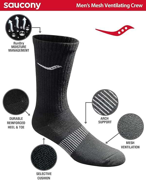 Saucony Men's RunDry Mesh Ventilating Comfort Fit Performance Crew Socks, Available in L-XL (3, 6, 12 Pairs) - Image 2