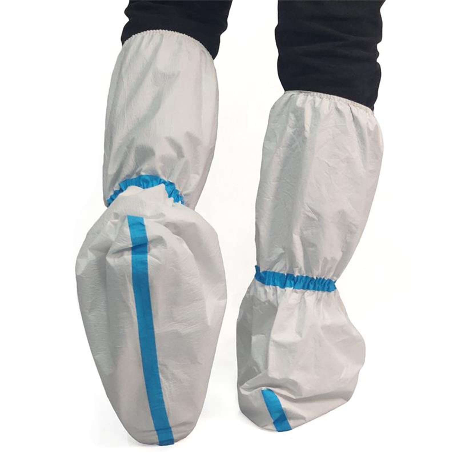 ZMDREAM Hazmat Boot and Shoe Covers 6 Pairs Disposable Knee High Booties Non-Slip and Waterproof White 18 inches Tall - Image 1