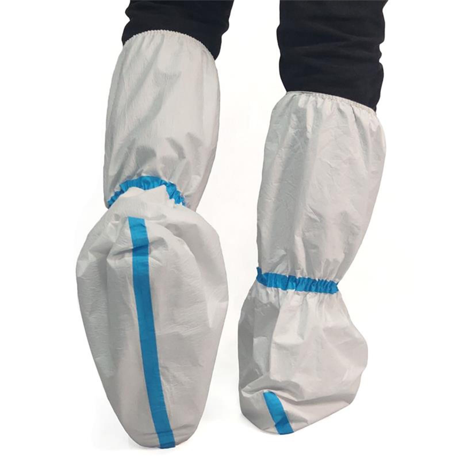 ZMDREAM Hazmat Boot and Shoe Covers 6 Pairs Disposable Knee High Booties Non-Slip and Waterproof White 18 inches Tall - Product Image