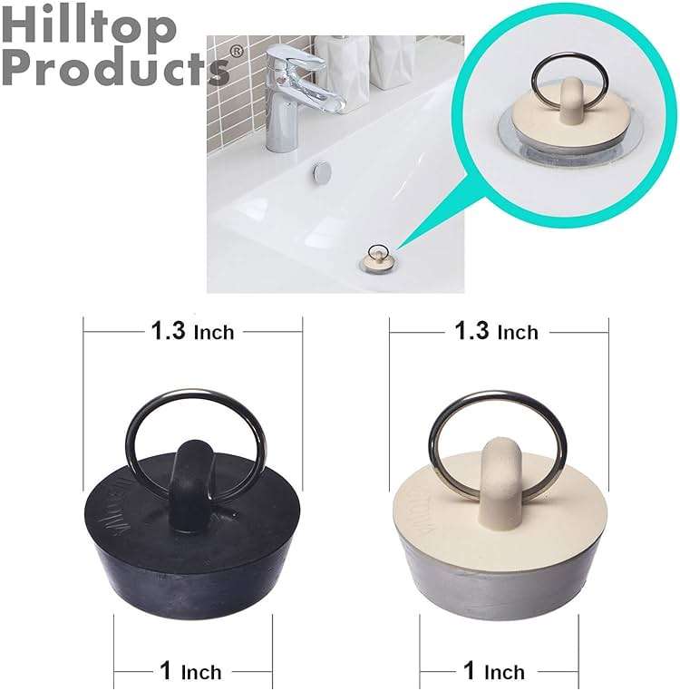 4 Pcs - Bathroom Sink Strainers and Stopper Plug (Use Separately) - 2.125" Top / 1" Basket, Stainless Steel Strainers and Rubber Plug Stopper for Standard Bathroom, Utility, Slop and RV Sink. - Image 4