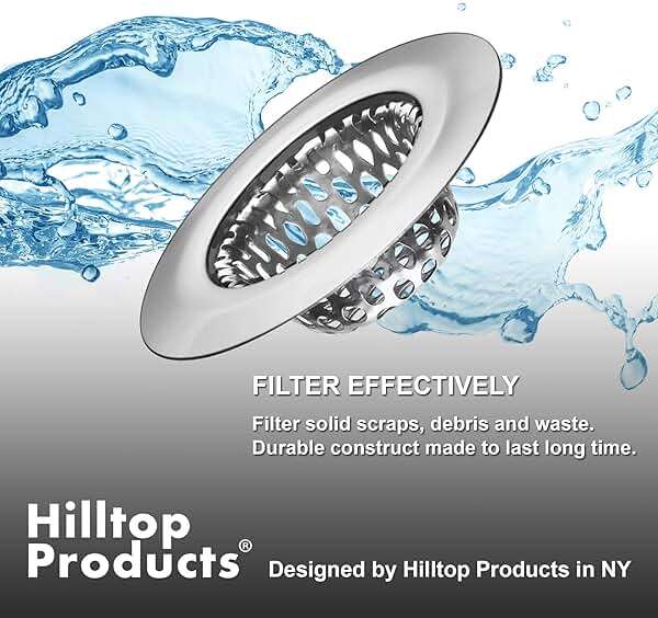 4 Pcs - Bathroom Sink Strainers and Stopper Plug (Use Separately) - 2.125" Top / 1" Basket, Stainless Steel Strainers and Rubber Plug Stopper for Standard Bathroom, Utility, Slop and RV Sink. - Image 7