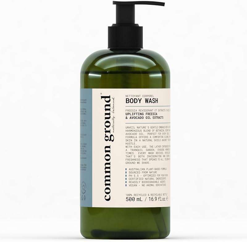 COMMON GROUND Natural Body Wash - Paraben & Cruelty Free, Vegan, Plant-Based, Botanical Freesia Scent & Avocado Oil Extracts - All Skin Types, Men & Women, Sensitive - Image 1
