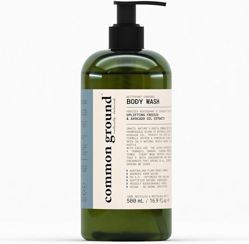 COMMON GROUND Natural Body Wash - Paraben & Cruelty Free, Vegan, Plant-Based, Botanical Freesia Scent & Avocado Oil Extracts - All Skin Types, Men & Women, Sensitive - Product Image