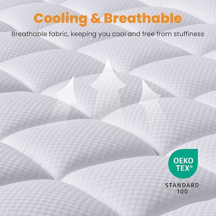 MATBEBY Queen Size Mattress Pad - Cooling Breathable Mattress Topper, Quilted Fitted Mattress Protector, Pillow Top Mattress Cover with 8-21" Deep Pocket, Soft, Machine Washable, White, 60x80 Inches - Image 4