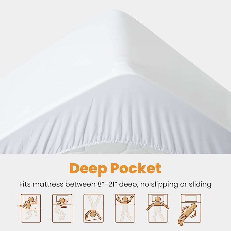 MATBEBY Queen Size Mattress Pad - Cooling Breathable Mattress Topper, Quilted Fitted Mattress Protector, Pillow Top Mattress Cover with 8-21" Deep Pocket, Soft, Machine Washable, White, 60x80 Inches - Image 6