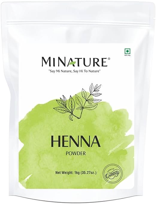 Mi Nature Pure Henna Powder (Lawsonia Inermis) 1Kg - Natural Plant-Based Hair Coloring & Conditioning Treatment - Herbal Hair Care Formula - No Added Preservatives - Product Image