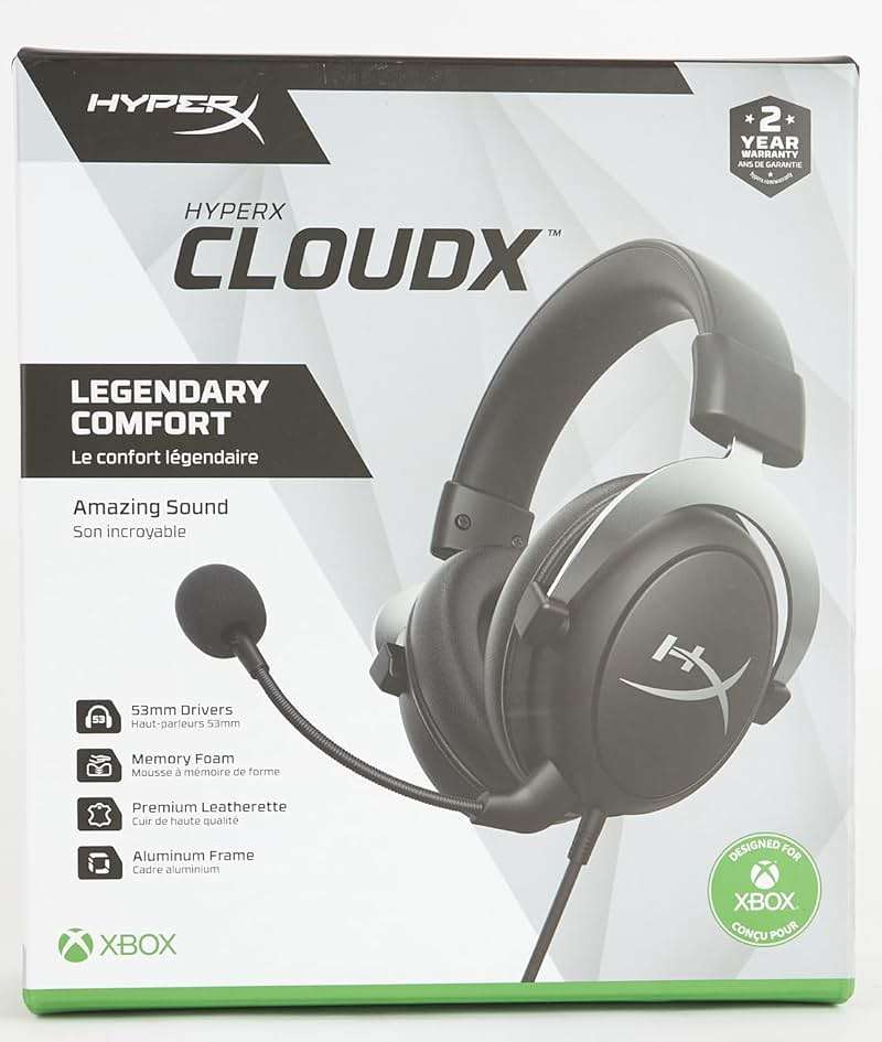 HyperX CloudX, Official Xbox Licensed Gaming Headset, Compatible with Xbox One and Series X|S, Memory Foam Ear Cushions, Detachable Noise-Cancelling Mic, in-line Audio Controls,Black/ Silver - Image 9