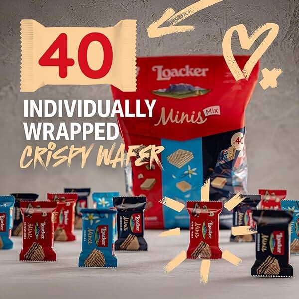 Loacker Minis Wafer Variety Pack - 30% Less Sugar - Premium Cream Filled Wafer Cookies - Mix of Hazelnut, Chocolate and Vanilla - NON-GMO - Sustainably Sourced - 40 Individually Wrapped Snack Packs - Image 3