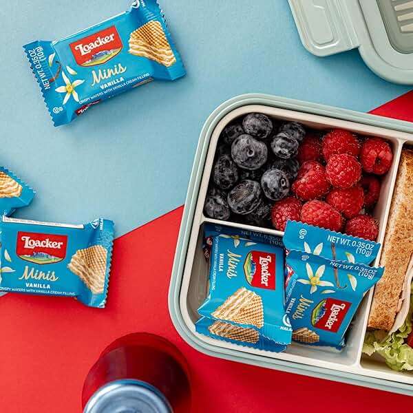 Loacker Minis Wafer Variety Pack - 30% Less Sugar - Premium Cream Filled Wafer Cookies - Mix of Hazelnut, Chocolate and Vanilla - NON-GMO - Sustainably Sourced - 40 Individually Wrapped Snack Packs - Image 9