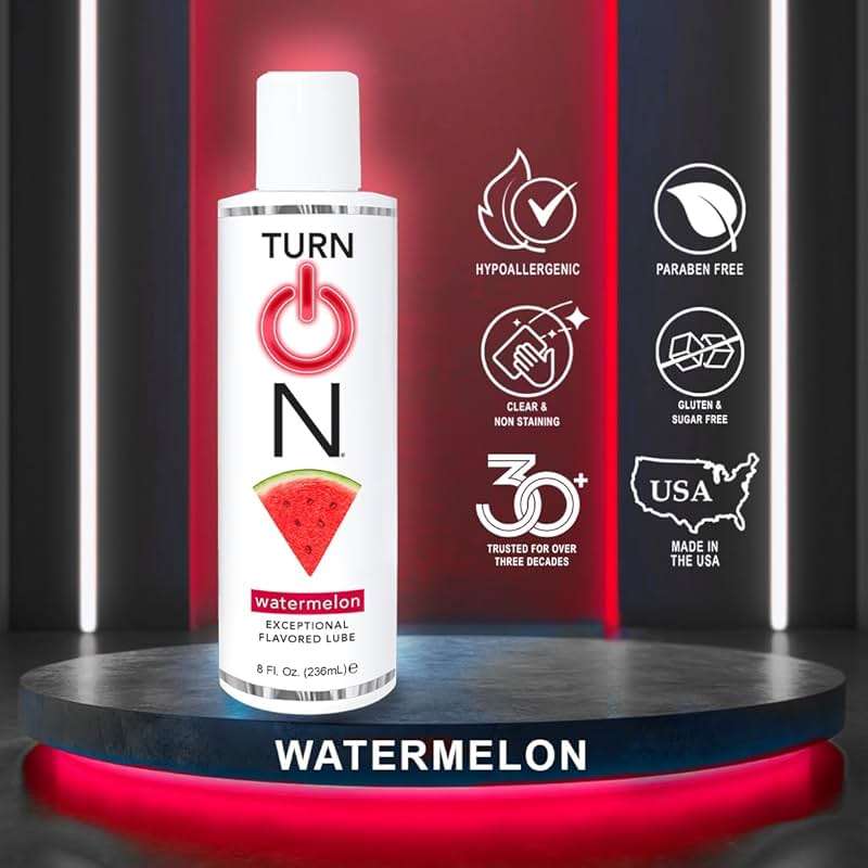 Turn On Watermelon Flavored Water-Based Personal Lubricant | Condom Safe, Sugar-Free Premium Lube for Men, Women, and Couples, 8 fl oz - Image 3
