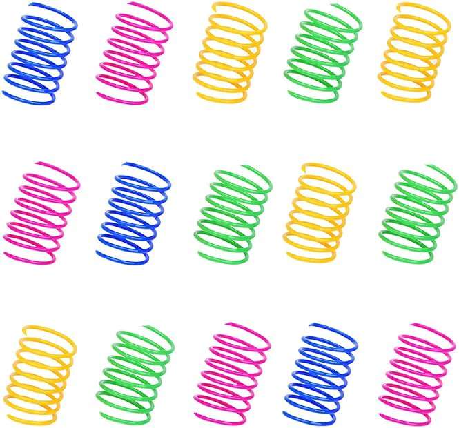 ISMARTEN 100 Pack Pet Wide Colorful Springs Cat Toys Plastic Coil Spiral Springs for Cat Kitten Pets (Random Color) - Image 1