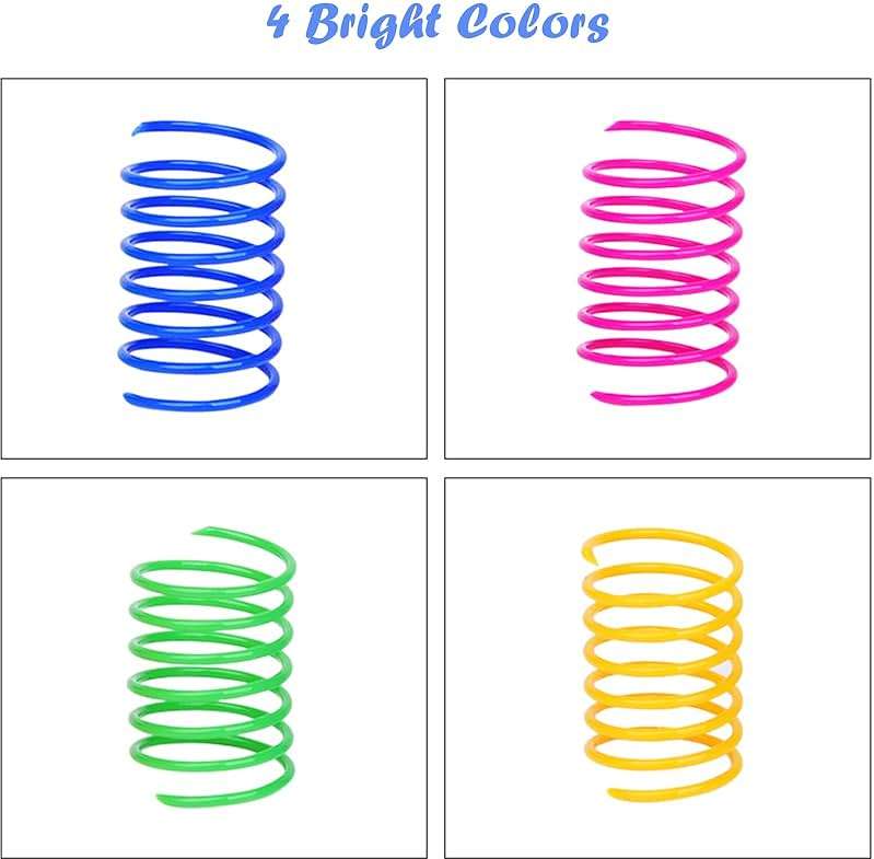 ISMARTEN 100 Pack Pet Wide Colorful Springs Cat Toys Plastic Coil Spiral Springs for Cat Kitten Pets (Random Color) - Image 2