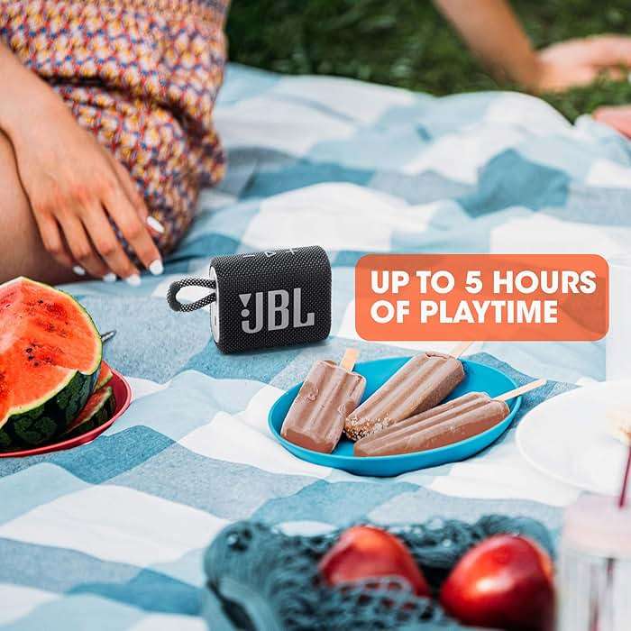 JBL Go 3 - Portable Mini Bluetooth Speaker, big audio and punchy bass, IP67 waterproof and dustproof, 5 hours of playtime, speaker for home, outdoor and travel (Black) - Image 4