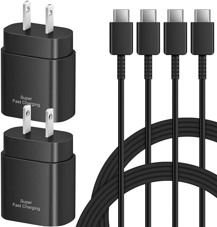 Type C Charger Fast Charging for Samsung - 25W USB C Charger Block, Android Phone Wall Charging with 6Ft Type C to C Cable for Galaxy S25 Ultra/S25/S25+/S24 Ultra/S24/S24+/S23/S22/Note 20 (Black) - Product Image