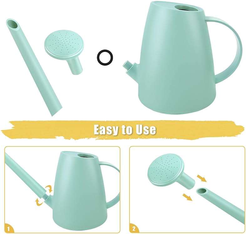 Watering Can for Indoor and Outdoor Plants - Long Spout Water Can for Garden, Flower, House Plants - 1.8L/1/2 Gallon (Green) - Image 3