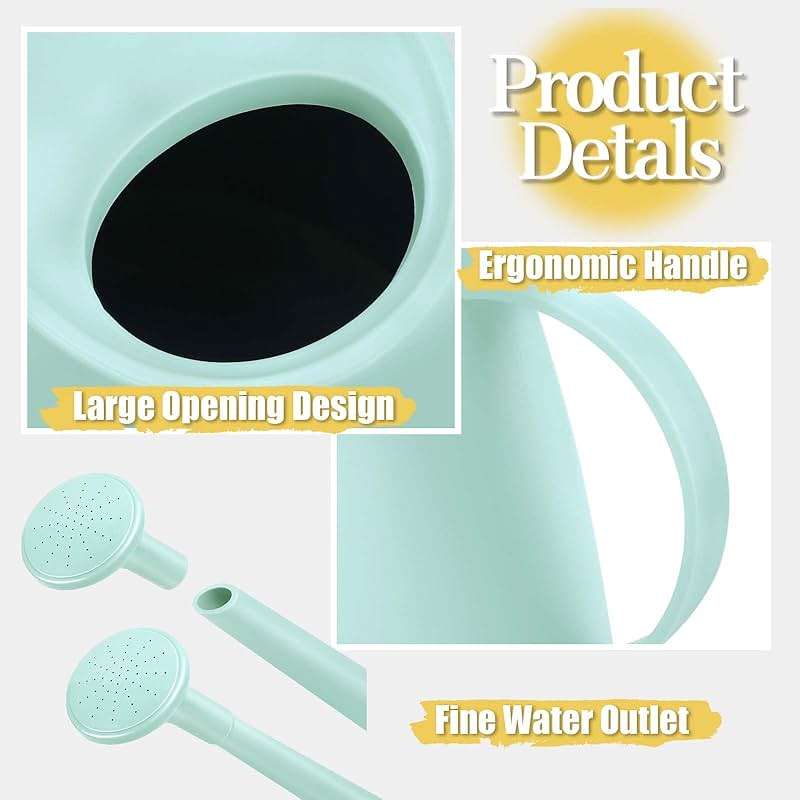 Watering Can for Indoor and Outdoor Plants - Long Spout Water Can for Garden, Flower, House Plants - 1.8L/1/2 Gallon (Green) - Image 6