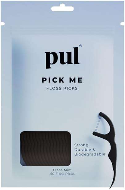 PUL Mint Dental Floss Picks – Biodegradable Floss Sticks with Shred-Resistant Teeth Floss, Fluoride Free Dental Flossers for Adults & Kids, Minty Fresh Dental Floss Picks – 50 Count - Image 1