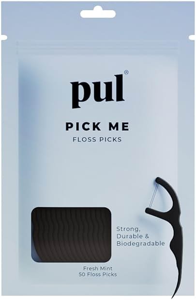 PUL Mint Dental Floss Picks – Biodegradable Floss Sticks with Shred-Resistant Teeth Floss, Fluoride Free Dental Flossers for Adults & Kids, Minty Fresh Dental Floss Picks – 50 Count - Product Image