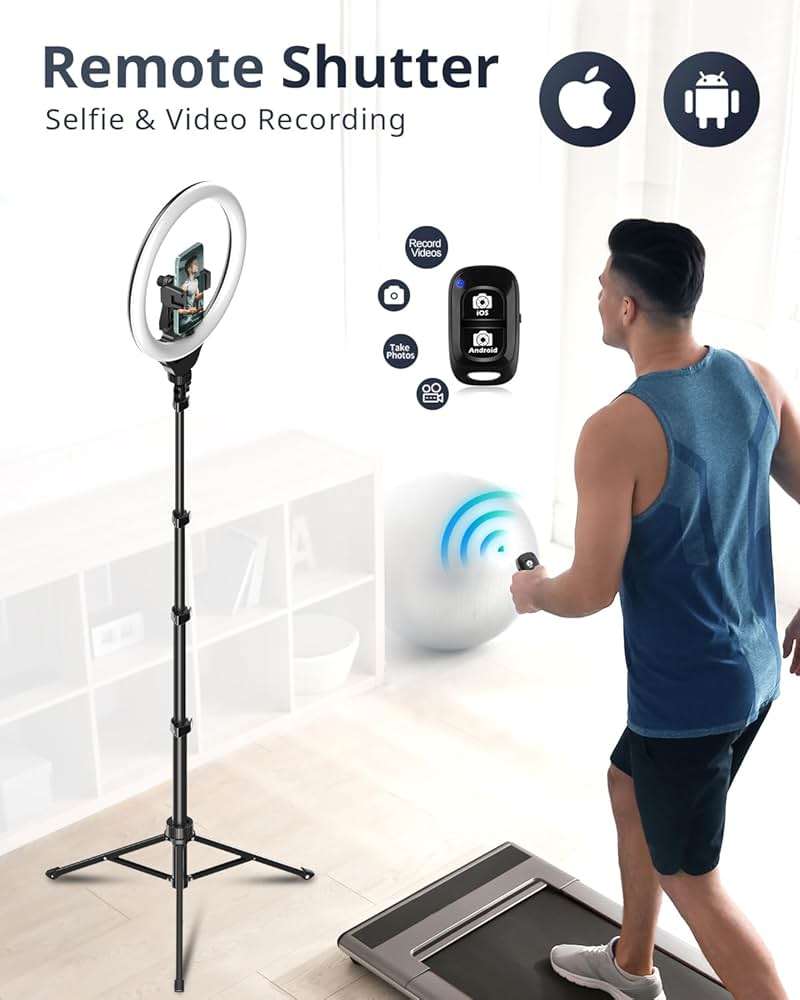 UBeesize 12'' LED Ring Light with 62'' Tripod Stand, Selfie Ring Light for Video Recording, Live Streaming, TikTok & YouTube, Compatible with iPhone & Android (Black) - Image 5