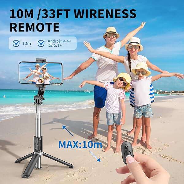 Selfie Stick Tripod, All in One Extendable & Portable iPhone Tripod Selfie Stick with Wireless Remote Compatible with iPhone 17 16 15 14 13 12 pro Xs Max, Galaxy Note10/S20/S10/OnePlus 9/9 PRO etc - Image 3