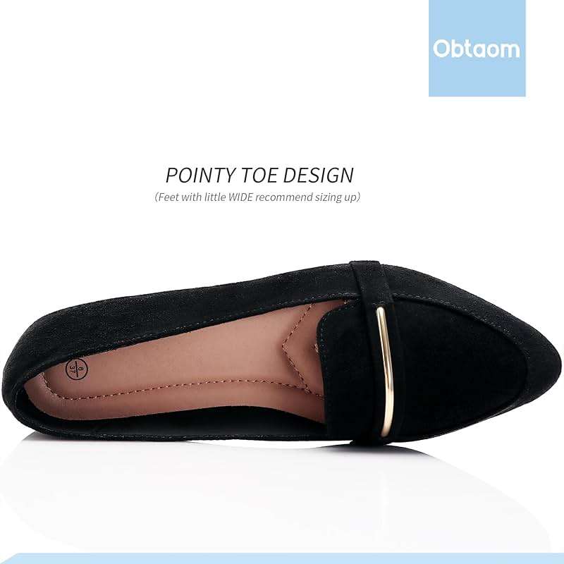 Obtaom Women's Pointy Toe Loafer Flat Comfortable Faux Suede Work Shoes,Cute Penny Loafer Slip On Ballet Flat - Image 4