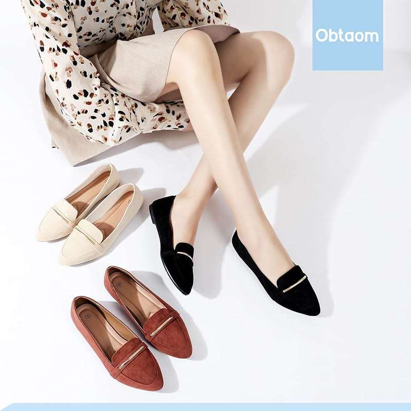 Obtaom Women's Pointy Toe Loafer Flat Comfortable Faux Suede Work Shoes,Cute Penny Loafer Slip On Ballet Flat - Image 7