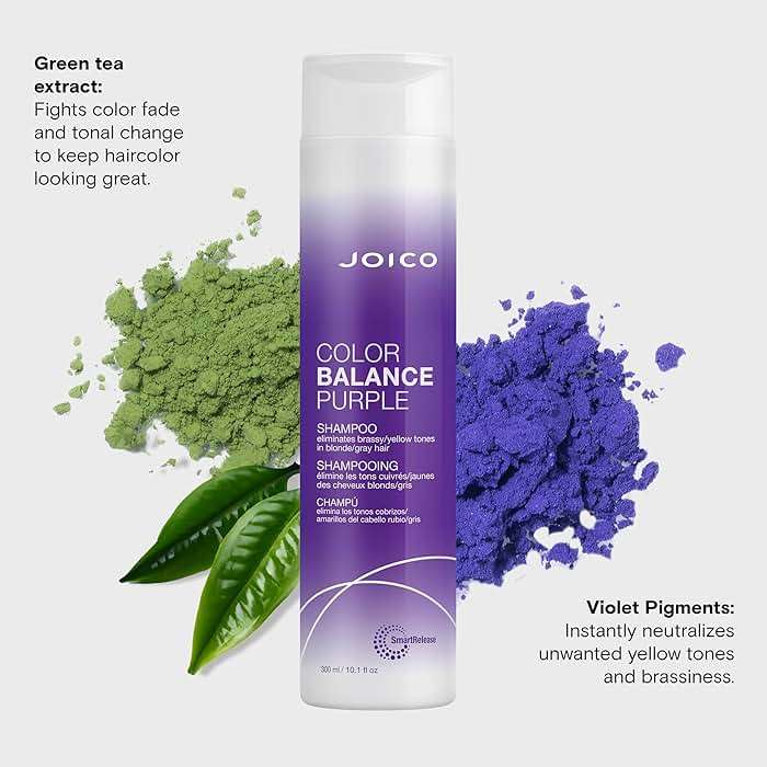 Joico Color Balance Purple Shampoo | For Cool Blonde or Gray Hair | Eliminate Brassy Yellow Tones | Boost Color Vibrancy & Shine | UV Protection | With Rosehip Oil & Green Tea Extract - Image 5