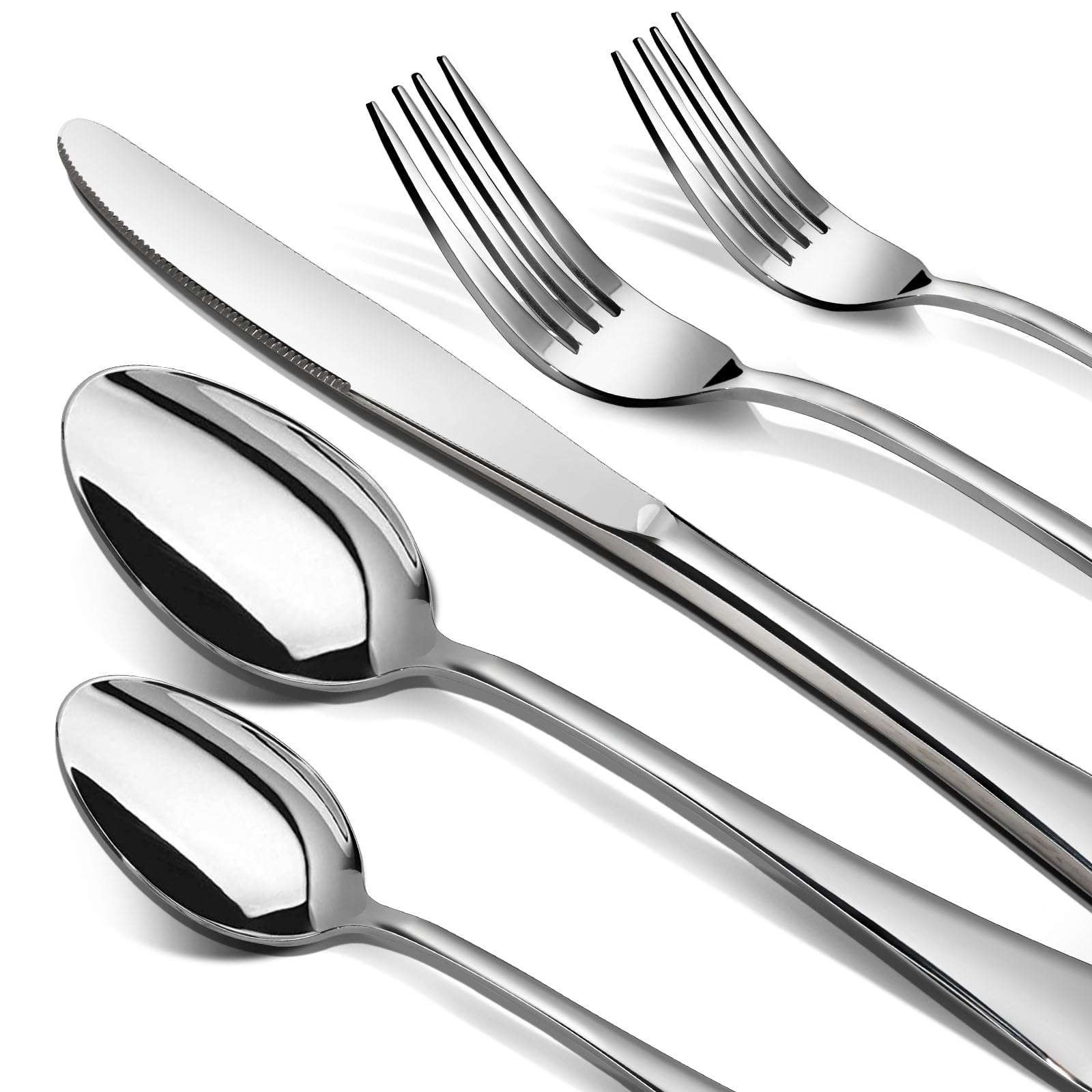 NICE KITCHEN Silverware Set, 40 Piece Stainless Steel Cutlery Sets for 8, Heavy Duty Flatware, Mirror Polished Forks Spoons and Knives Set, Reusable Utensils for Home Kitchen, Dishwasher Safe - Image 1