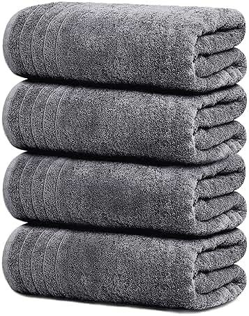 Tens Towels Pack of 4 Extra Large Bath Towels 30 x 60 Inches, 100% Cotton, Larger & Lighter Weight, Quicker to Dry, Super Soft and Absorbent, Perfect for Bathroom, Dark Grey - Product Image