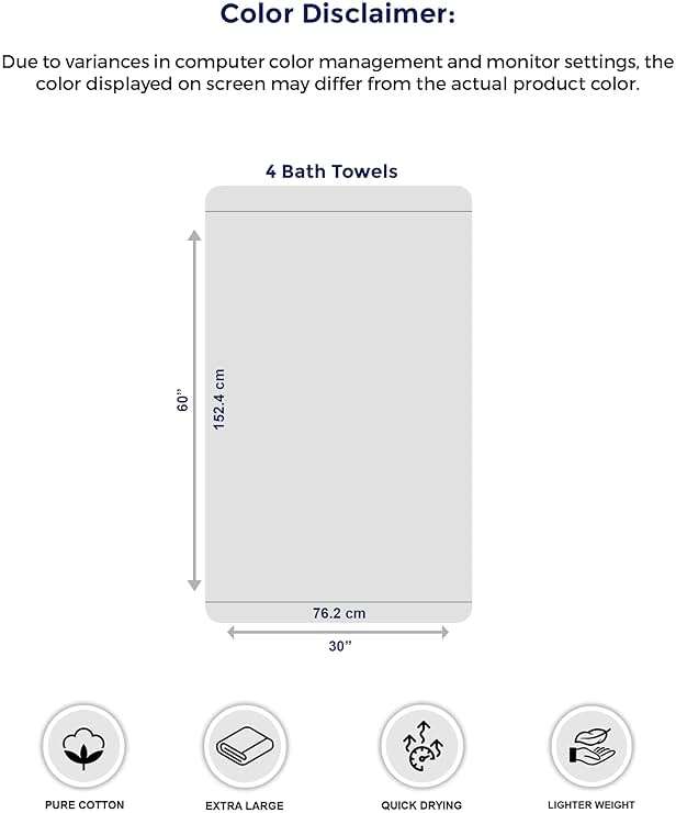 Tens Towels Pack of 4 Extra Large Bath Towels 30 x 60 Inches, 100% Cotton, Larger & Lighter Weight, Quicker to Dry, Super Soft and Absorbent, Perfect for Bathroom, Dark Grey - Image 3