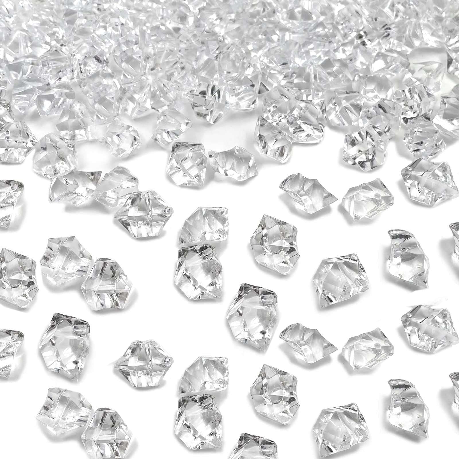 LYFJXX Fake Ice Cubes, 1000 Pcs Acrylic Ice Rocks for Centerpieces, 11 * 14 mm Artificial Ice Table Scatter, Fake Crushed Ice Acrylic Vase Fillers Christmas Decorations - Image 1