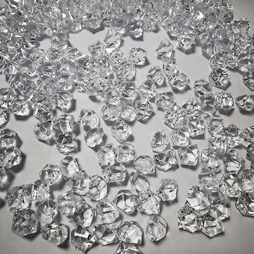 LYFJXX Fake Ice Cubes, 1000 Pcs Acrylic Ice Rocks for Centerpieces, 11 * 14 mm Artificial Ice Table Scatter, Fake Crushed Ice Acrylic Vase Fillers Christmas Decorations - Image 4