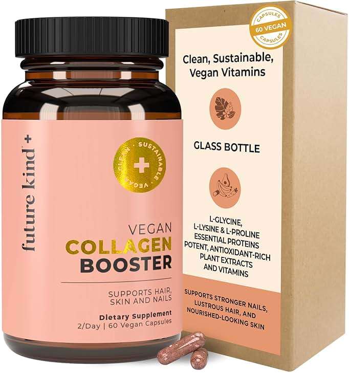 Future Kind Vegan Collagen - Supports Collagen Production with Biotin and Vitamin C (60 Capsules in Glass Bottle) - Image 1