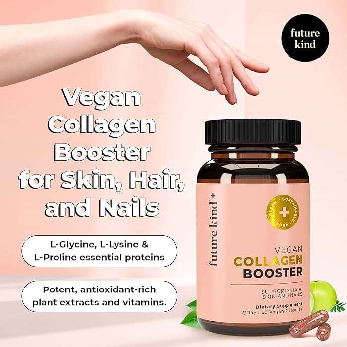 Future Kind Vegan Collagen - Supports Collagen Production with Biotin and Vitamin C (60 Capsules in Glass Bottle) - Image 2