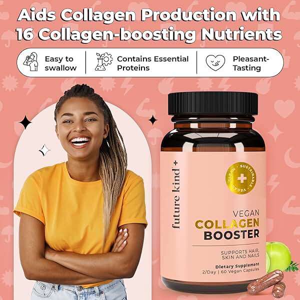 Future Kind Vegan Collagen - Supports Collagen Production with Biotin and Vitamin C (60 Capsules in Glass Bottle) - Image 7