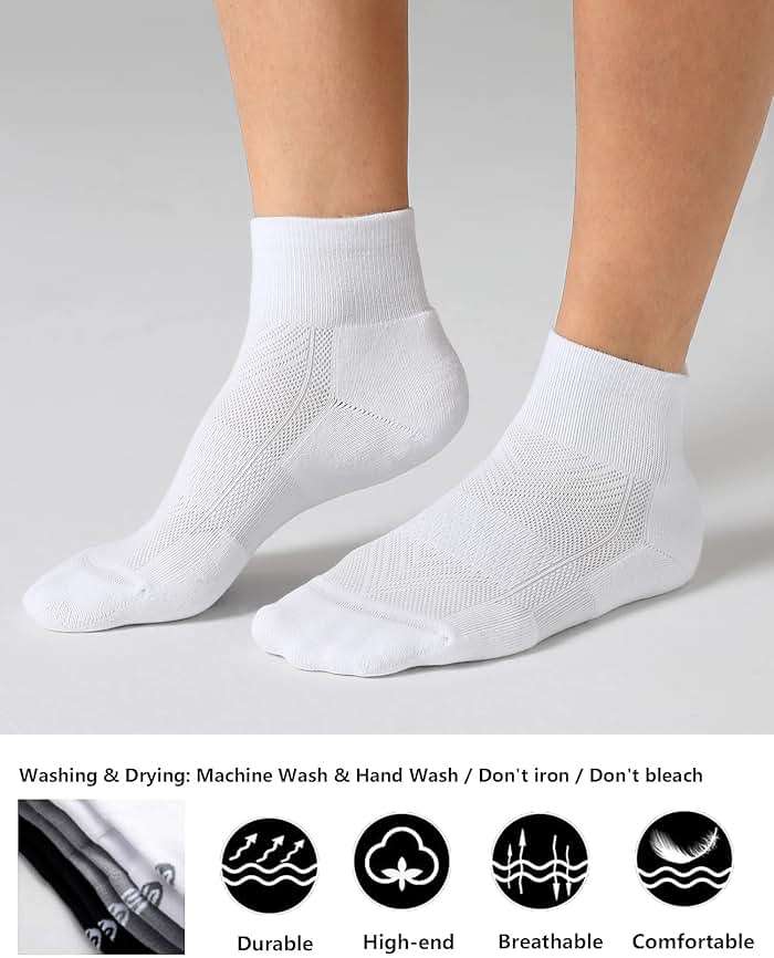 CS CELERSPORT 6 Pairs Women's Running Ankle Socks Athletic Sport Socks Cushioned - Image 3