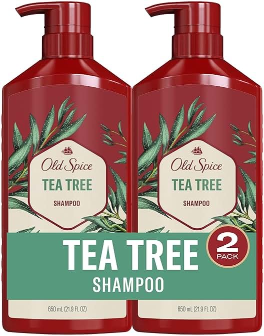 Old Spice Tea Tree Shampoo for Men, Healthier, Fuller, More Moisturized Looking Hair, 21.9 Fl Oz Each, Twin Pack - Product Image