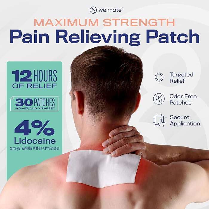 WELMATE - 4% Lidocaine Numbing Patch - Maximum Strength - Temporary Relief of Pain, Back, Neck, Shoulders, Knees, Elbows, Minor Skin Irritations - Topical Analgesic Unscented - 30 ct - Image 2