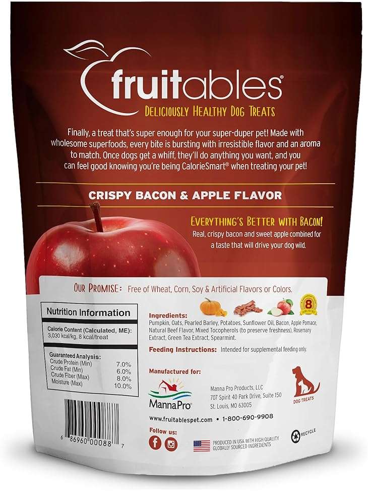 Fruitables Baked Dog Treats, Healthy Pumpkin Treat for Dogs, Low Calorie & Delicious, Free of Wheat, Corn and Soy, Made in the USA, Apple and Crispy Bacon Flavor, 12oz - Image 2