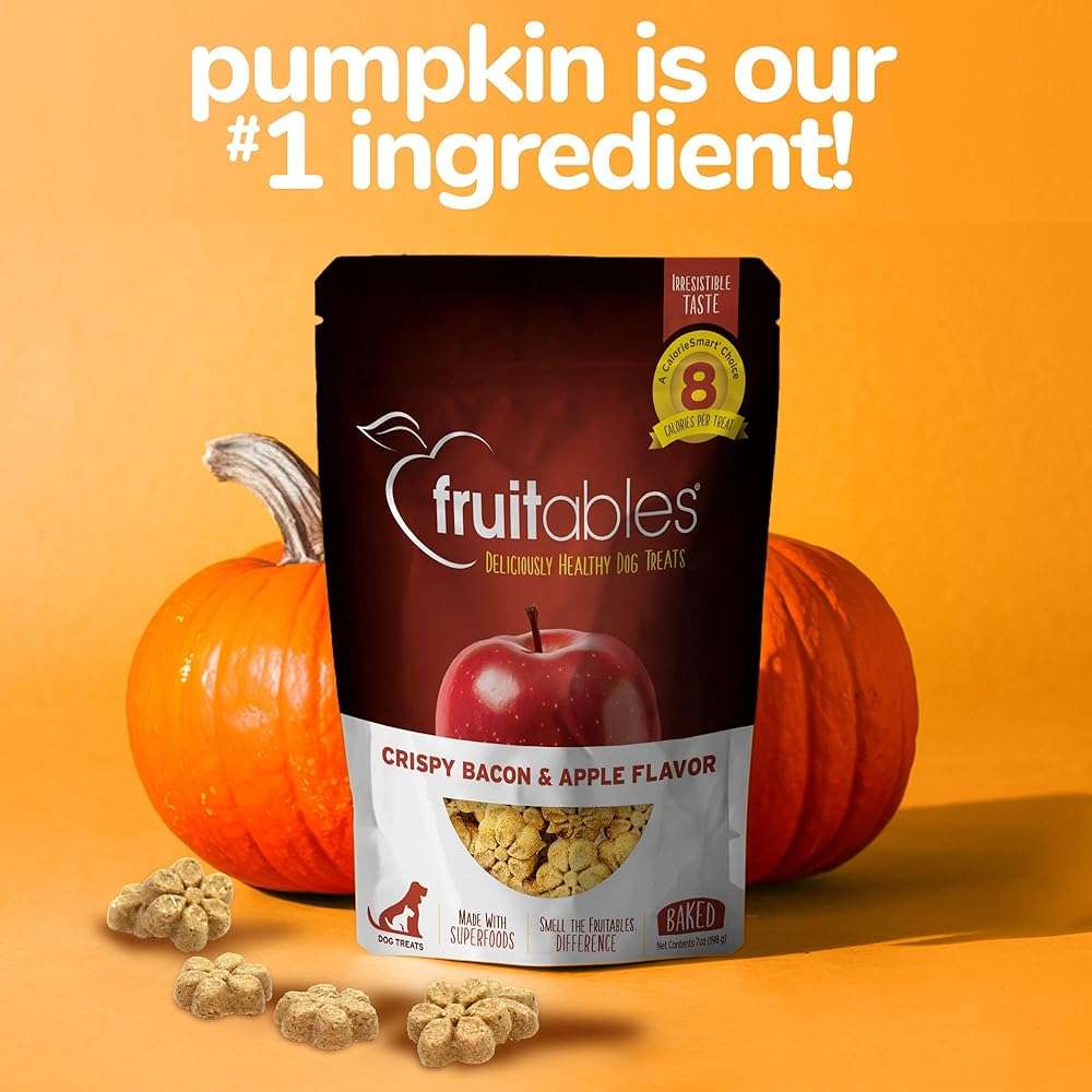 Fruitables Baked Dog Treats, Healthy Pumpkin Treat for Dogs, Low Calorie & Delicious, Free of Wheat, Corn and Soy, Made in the USA, Apple and Crispy Bacon Flavor, 12oz - Image 7