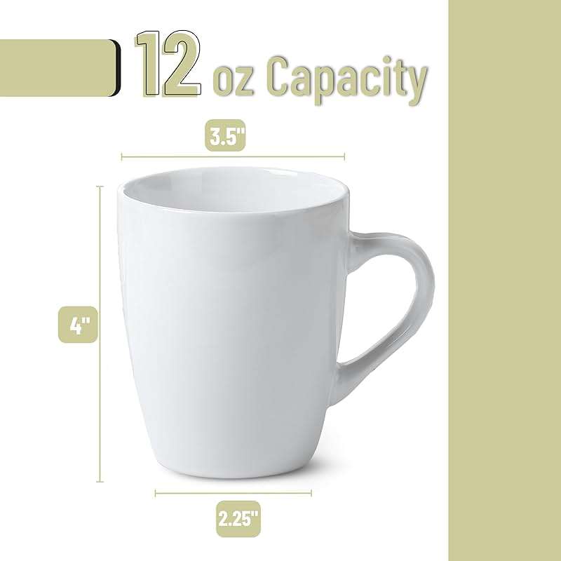 BTaT- White Coffee Mugs, Set of 12, 12oz, Coffee Mug Set - Image 3
