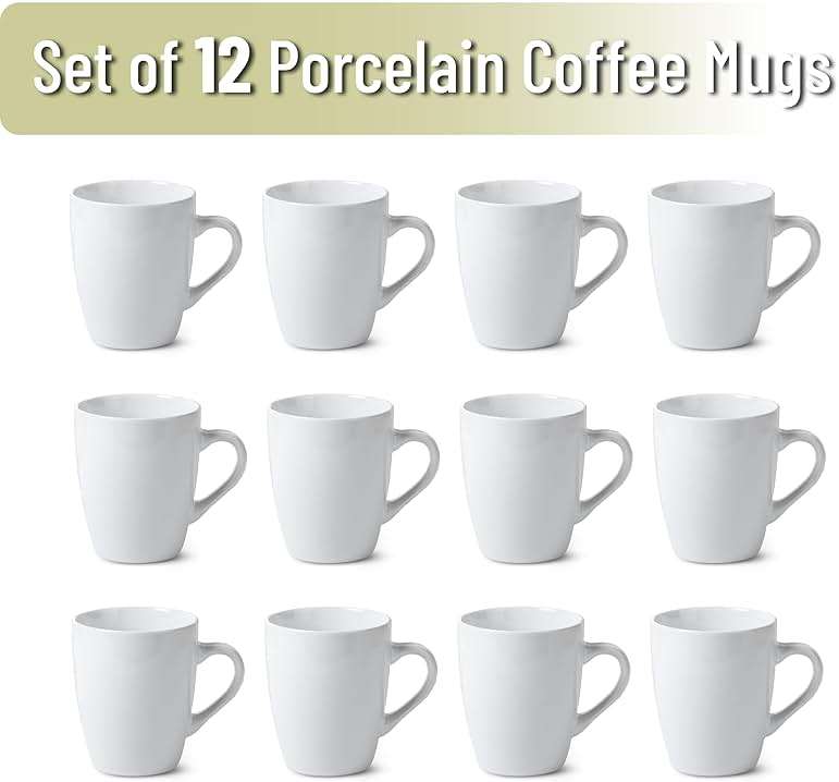 BTaT- White Coffee Mugs, Set of 12, 12oz, Coffee Mug Set - Image 4
