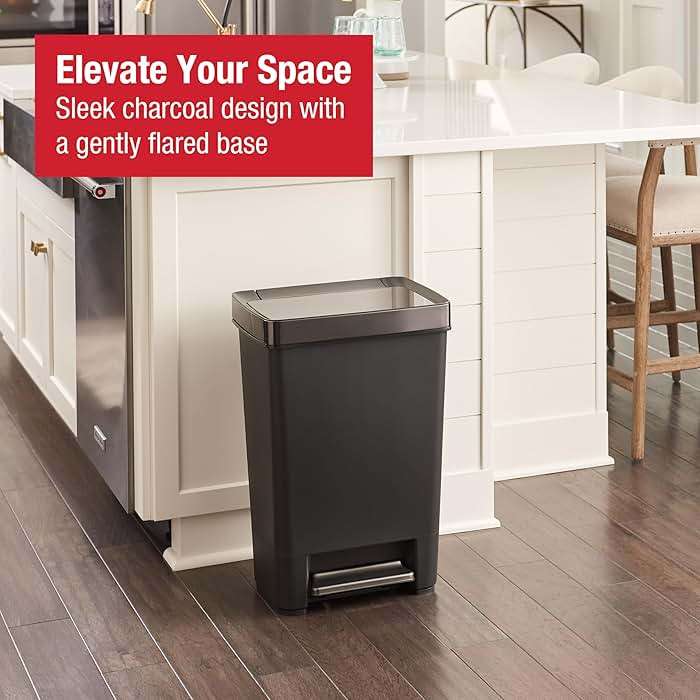 Rubbermaid Premier Series IV Step-On Trash Can for Home and Kitchen, 12.4 Gallon, Stainless Steel Lid Charcoal, for Home/Kitchen/Garage/Apartment/Office - Image 4