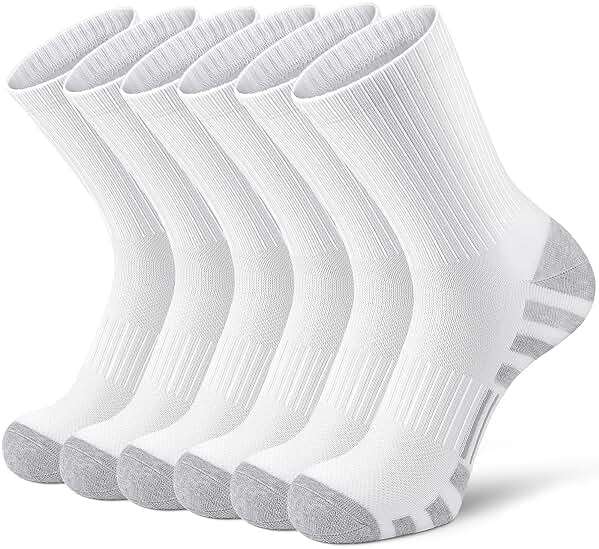Airacker Athletic Socks Sport Running Calf Socks Performance Cushioned Breathable Crew Socks for Men Women(6 Pairs) - Image 1